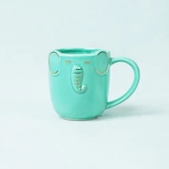Chumbakdesign Glad Elephant Mini Mug – Teal Dining & Kitchen