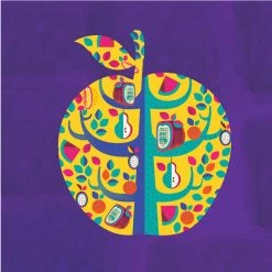 Chumbakdesign Square Apple Purple Wall Art Decor & Living