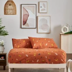 Chumbakdesign TEAL By Chumbak Siberian Tigers Bedsheet - Queen Size, 136TC, Brown Bed & Furnishing