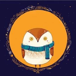 Chumbakdesign Circle Owl Orange Wall Art