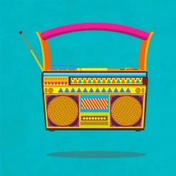 Chumbakdesign Radio Blue Wall Art Decor & Living