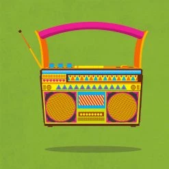 Chumbakdesign Radio Green Wall Art