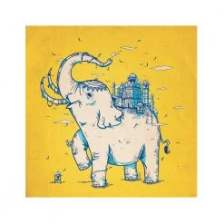 Chumbakdesign Elephant Monument Yellow Wall Art