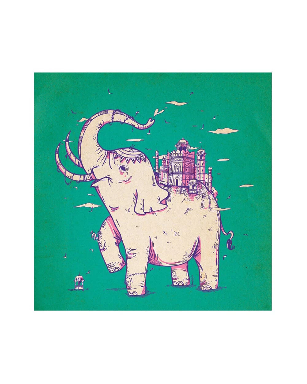 Chumbakdesign Decor & Living Elephant Monument Green Wall Art 4 Chumbakdesign Decor & Living Elephant Monument Green Wall Art