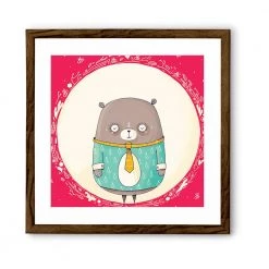 Chumbakdesign Circle Bear Red Wall Art Decor & Living