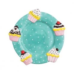 Chumbakdesign Dining & Kitchen Cupcake Factory Polka Dessert Plate - Teal