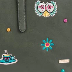 Chumbakdesign Embroidered Travel Patches Tote Bag - Olive Bags & Accessories