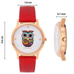Chumbakdesign TEAL By Chumbak Classic Owl Red Wrist Watch