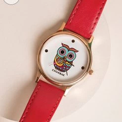Chumbakdesign TEAL By Chumbak Classic Owl Red Wrist Watch
