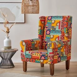 Chumbakdesign The Begum Wing Chair -Floral Swirls Furniture & Storage