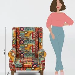 Chumbakdesign The Begum Wing Chair -Floral Swirls Furniture & Storage