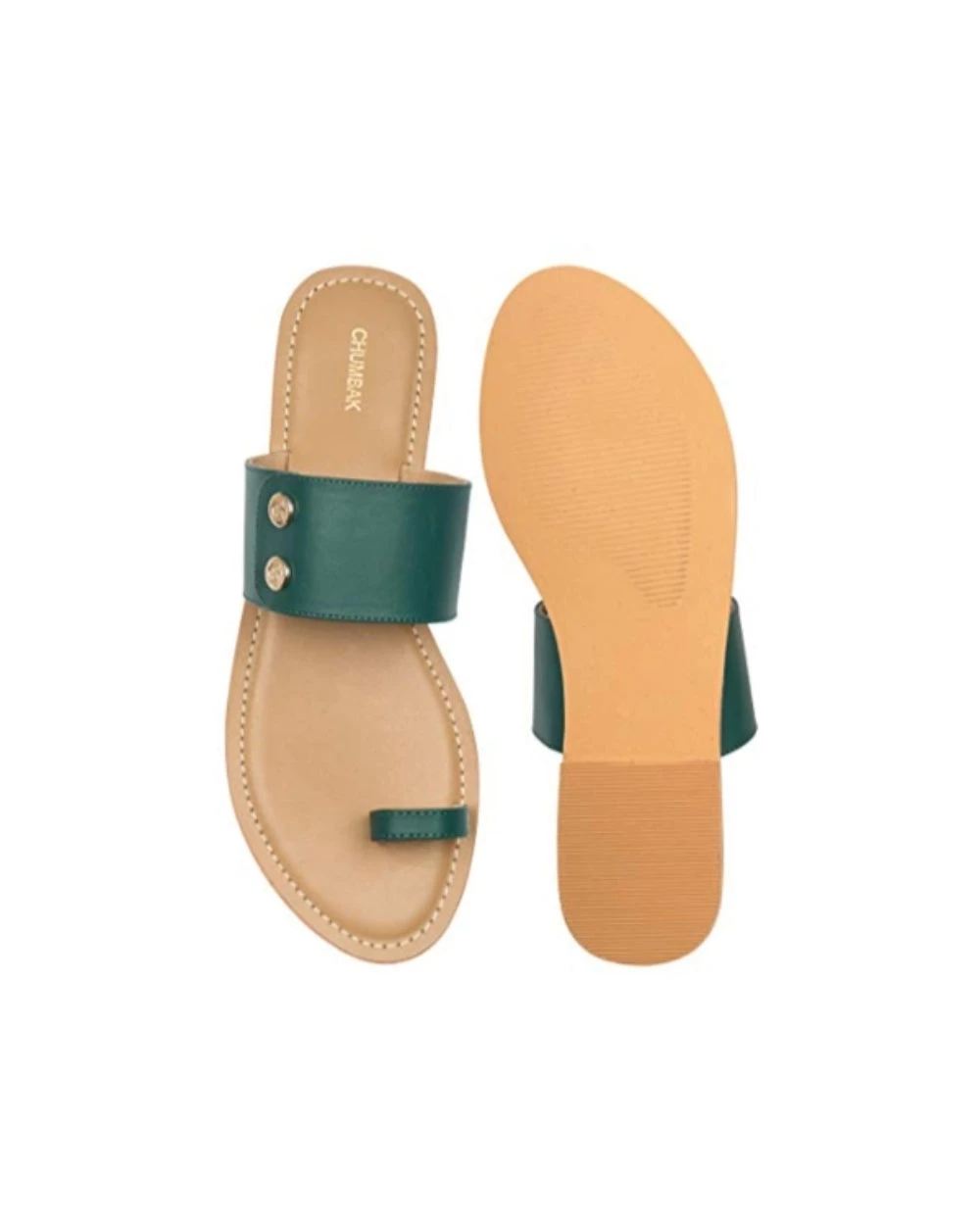 Chumbakdesign Buttoned Up Green Slider - 36 FootwearFootwear 7 Chumbakdesign Buttoned Up Green Slider - 36 FootwearFootwear