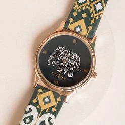 Chumbakdesign TEAL By Chumbak Paisley Elephant Wrist Watch - Dark Green
