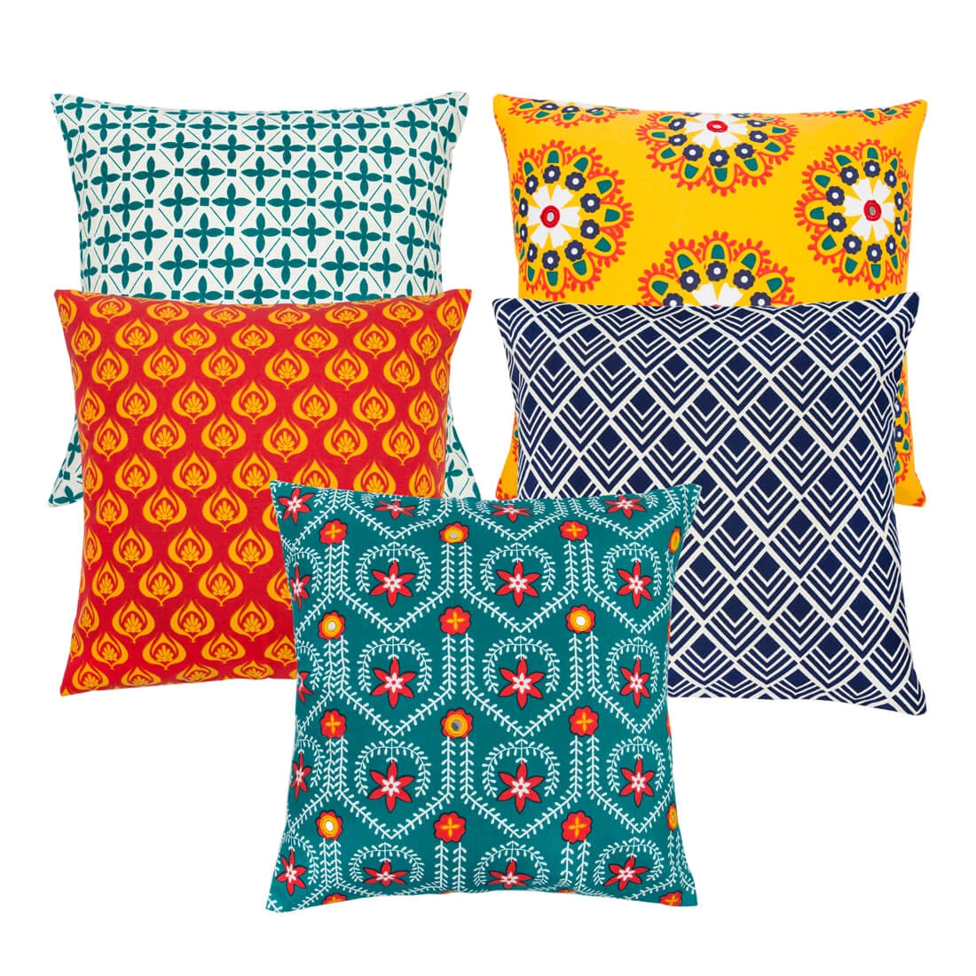 Chumbakdesign Bed & Furnishing Pattern Party Cushion Cover - Set Of 5 12 Chumbakdesign Bed & Furnishing Pattern Party Cushion Cover - Set Of 5