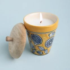 Chumbakdesign Yellow Blossoms Candle Jar