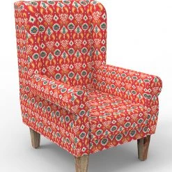 Chumbakdesign Begum Wing Chair - Red Ikkat