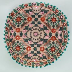 Chumbakdesign Kathi Embroidered Round Cushion Cover Bed & Furnishing