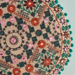 Chumbakdesign Kathi Embroidered Round Cushion Cover Bed & Furnishing