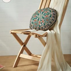 Chumbakdesign Kathi Embroidered Round Cushion Cover Bed & Furnishing