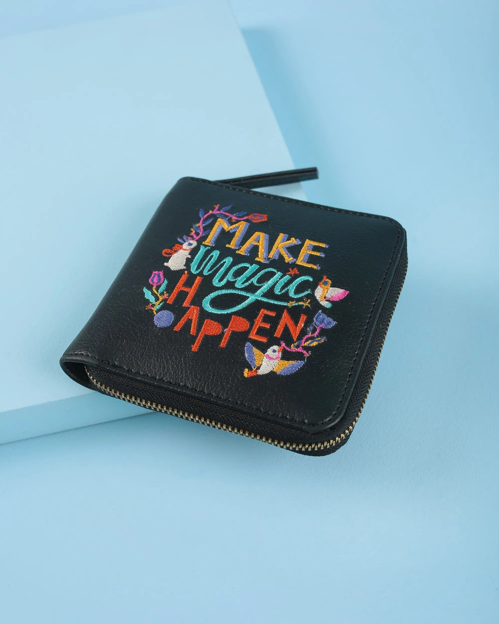 Chumbakdesign Make Magic Happen Embroidered Mini Wallet - Black 4 Chumbakdesign Make Magic Happen Embroidered Mini Wallet - Black