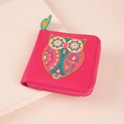 Chumbakdesign Floral Owl Applique Mini Wallet - Pink