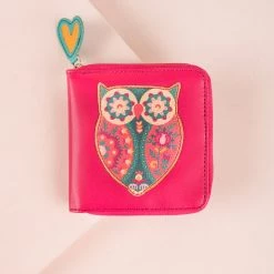Chumbakdesign Floral Owl Applique Mini Wallet - Pink