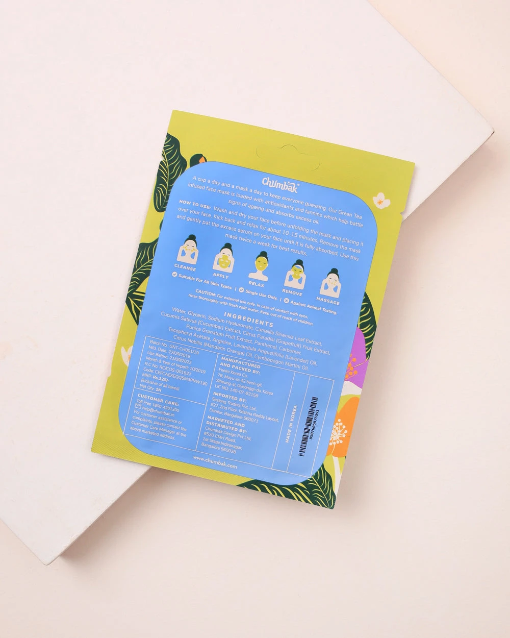 Chumbakdesign Green Tea Korean Facemask 4 Chumbakdesign Green Tea Korean Facemask