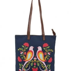 Chumbakdesign Feathered Mates Navy Tote Bag