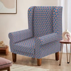 Chumbakdesign Furniture & Storage Begum Wing Chair - Blue Ikkat