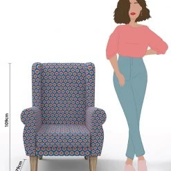 Chumbakdesign Furniture & Storage Begum Wing Chair - Blue Ikkat