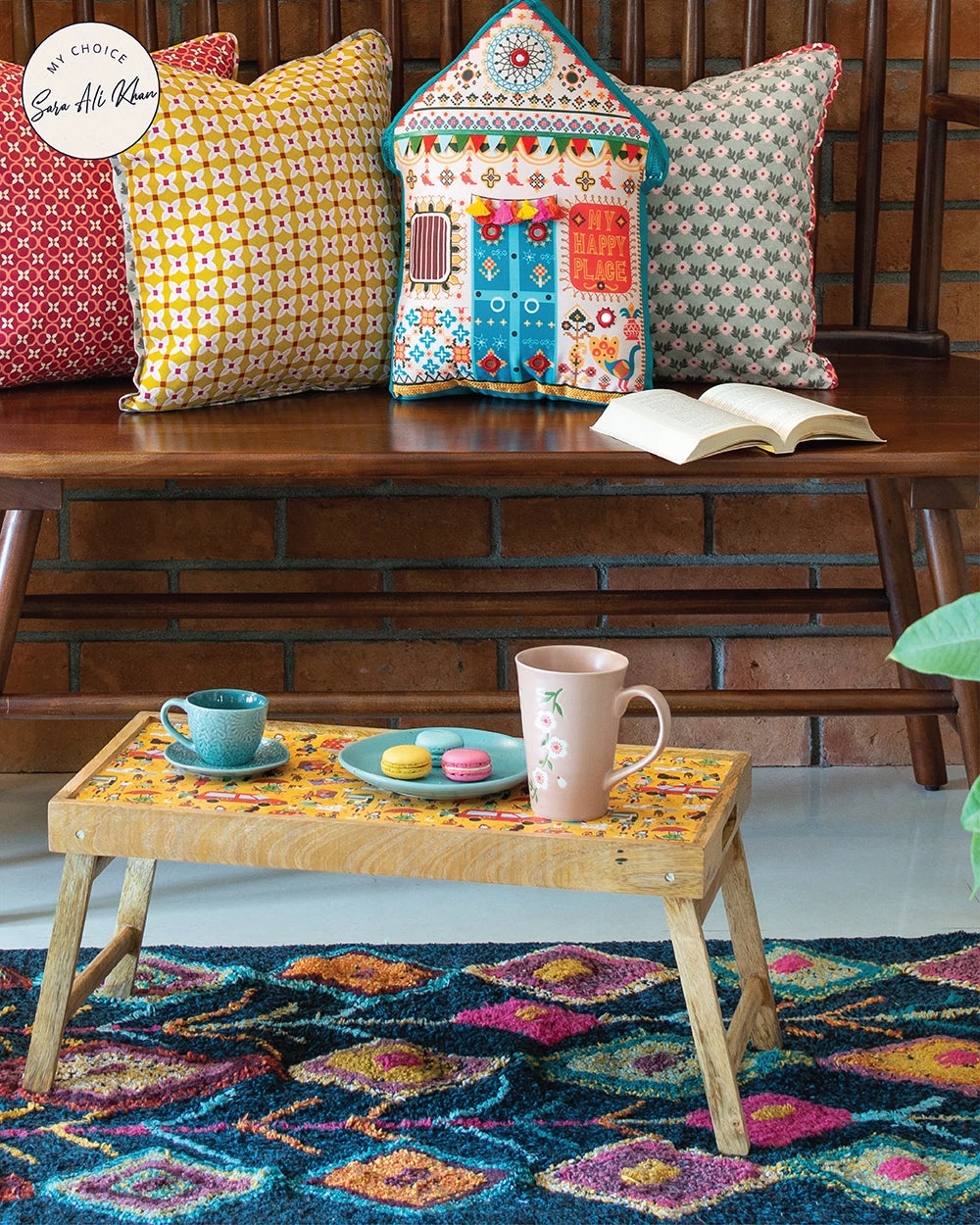 Chumbakdesign Indian Traffic Foldable Breakfast Tray- Yellow 7 Chumbakdesign Indian Traffic Foldable Breakfast Tray- Yellow