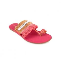 Chumbakdesign Fuchsia Feathers Pink Kolhapuris - 36