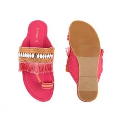Chumbakdesign Fuchsia Feathers Pink Kolhapuris - 36