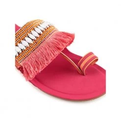 Chumbakdesign Fuchsia Feathers Pink Kolhapuris - 36