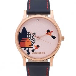 Chumbakdesign Watches & Jewellery TEAL By Chumbak Floral Bird Wrist Watch - Black