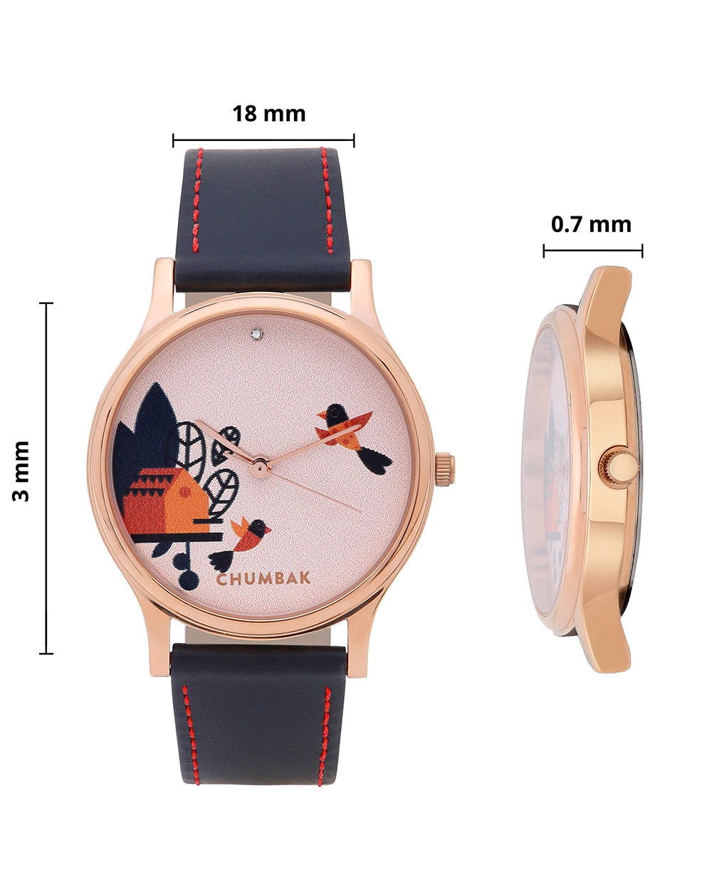 Chumbakdesign Watches & Jewellery TEAL By Chumbak Floral Bird Wrist Watch - Black 10 Chumbakdesign Watches & Jewellery TEAL By Chumbak Floral Bird Wrist Watch - Black