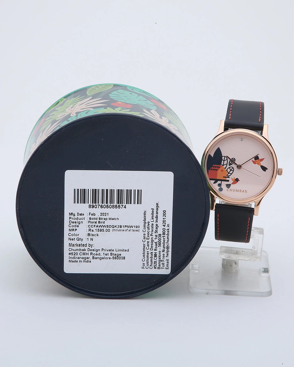 Chumbakdesign Watches & Jewellery TEAL By Chumbak Floral Bird Wrist Watch - Black 11 Chumbakdesign Watches & Jewellery TEAL By Chumbak Floral Bird Wrist Watch - Black