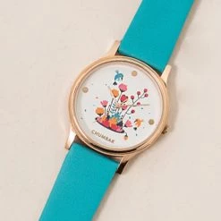 Chumbakdesign TEAL By Chumbak Leafy Branches Wrist Watch- Teal