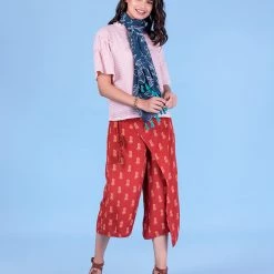 Chumbakdesign Tropical Leaves Tassel Scarf ' Navy Blue Bags & Accessories