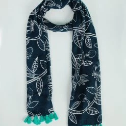 Chumbakdesign Tropical Leaves Tassel Scarf ' Navy Blue Bags & Accessories 8 Chumbakdesign Tropical Leaves Tassel Scarf ' Navy Blue Bags & Accessories