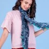 Chumbakdesign Tropical Leaves Tassel Scarf ' Navy Blue Bags & Accessories