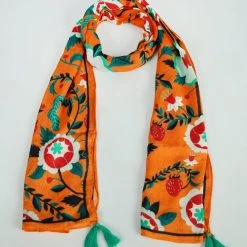 Chumbakdesign Tropical Berries Tassel Scarf ' Mustard