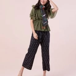 Chumbakdesign Bags & Accessories Tie Dye Lotus Embroidered Black Tie-Dye Rectangular Scarf