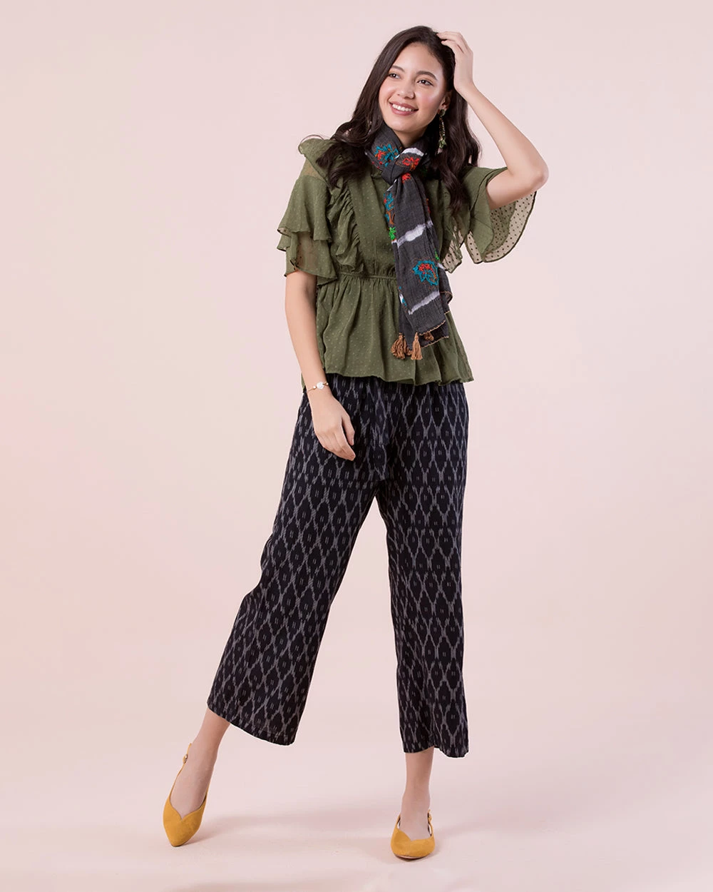 Chumbakdesign Bags & Accessories Tie Dye Lotus Embroidered Black Tie-Dye Rectangular Scarf 4 Chumbakdesign Bags & Accessories Tie Dye Lotus Embroidered Black Tie-Dye Rectangular Scarf