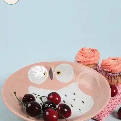 Chumbakdesign Dining & Kitchen Pastel Owl Shallow Bowl - Pink