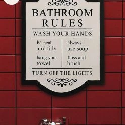 Chumbakdesign Decor & Living Bathroom Rules White Wall Art