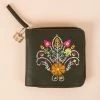 Chumbakdesign Floral Embroidered Zip Around Olive Mini Wallet Bags & Accessories 2 Chumbakdesign Floral Embroidered Zip Around Olive Mini Wallet Bags & Accessories