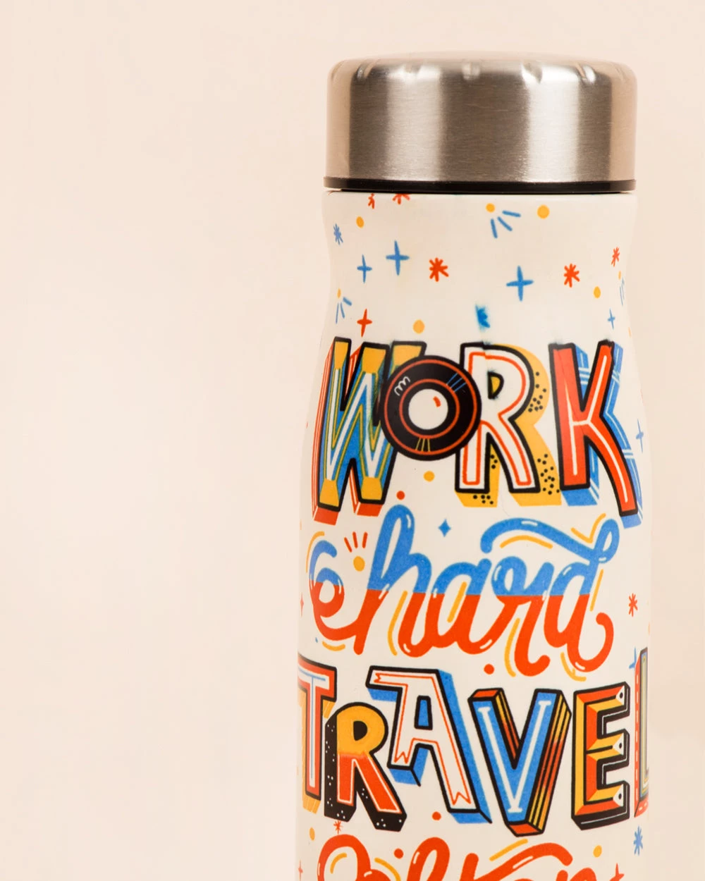 Chumbakdesign Work Hard Travel Often Water Bottle - Ivory 5 Chumbakdesign Work Hard Travel Often Water Bottle - Ivory