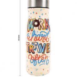 Chumbakdesign Work Hard Travel Often Water Bottle - Ivory 11 Chumbakdesign Work Hard Travel Often Water Bottle - Ivory
