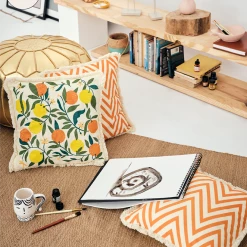 Chumbakdesign Tropical Fruits Fringe Cushion Cover Set